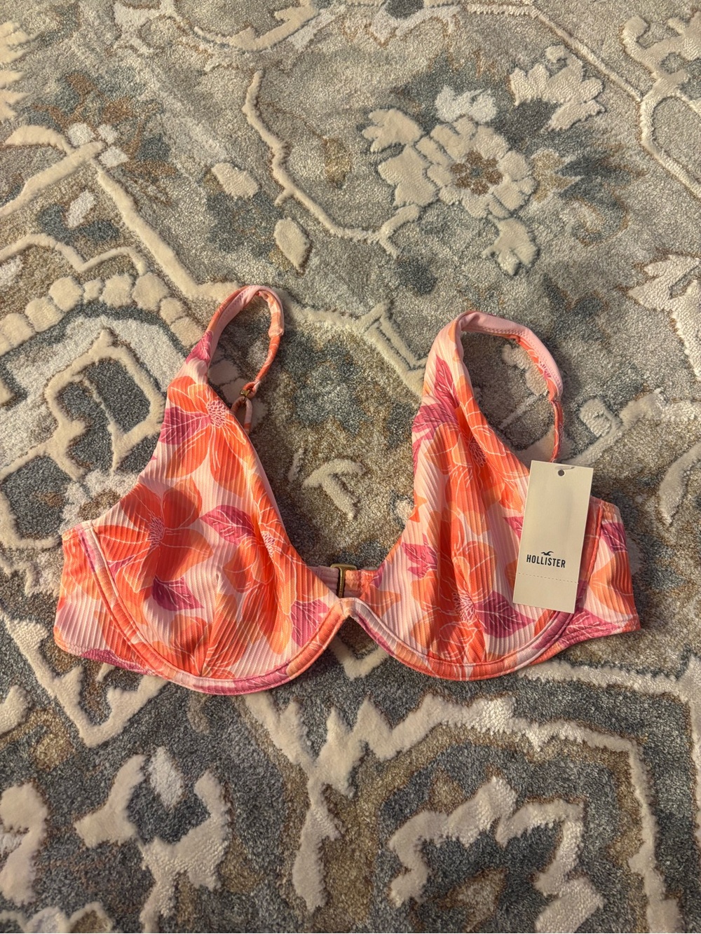 Hollister Orange & Pink Floral Bikini top